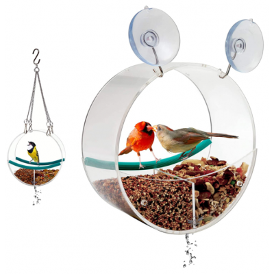 Custom Round Bird Cage Breeding Small Clear Acrylic Bird Feeder Hanging Tray To Sale