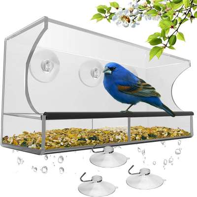 2020 Hot Sale Wholesale Wholesale Clear Large Acrylic Window Wild bird Feeder acrylic Window Bird Feeder