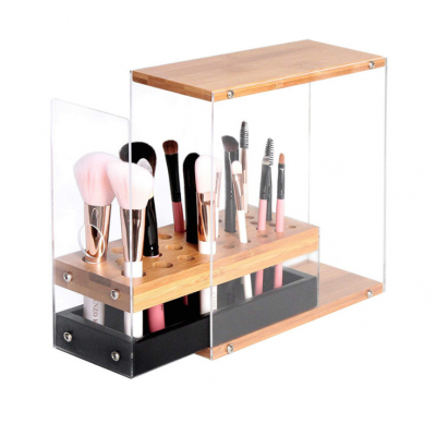 Cosmetic Brush Display Rack Custom Transparent Acrylic Brush Storage Rack for Desk Top Cosmetic Brush Rack