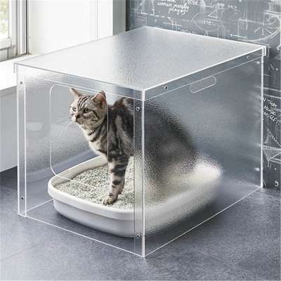 Factory direct sale Indoor Cat Litter Cage Luxury Durable Acrylic Cat Litter Tray