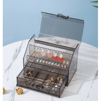 Creative fashion jewelry transparent storage box acrylic plastic storage box desktop makeup rack