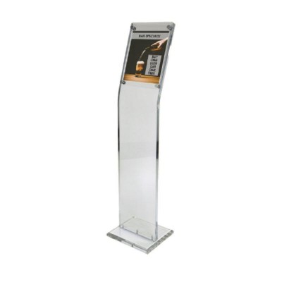 Factory Direct Sale High quality Acrylic floor A4 poster sign holder stand display rack for hotel with stores exhibition