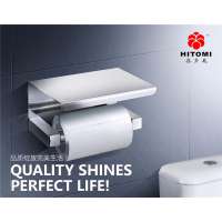 Stainless steel toilet paper towel holder with phone shelf bathroom tissue dispenser