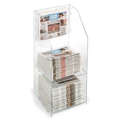 Wall-mounted  Acrylic newspaper  display  rack with side holder