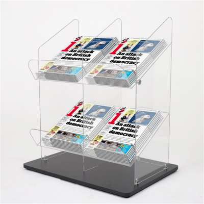 2 Tier Acrylic Magazine Display Holder PMMA Newspaper Display