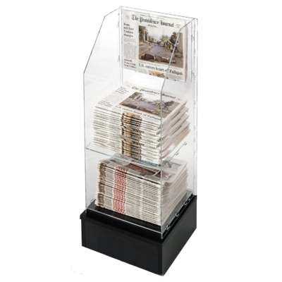 Plastic Newspaper Display Rack With Hard Black Base For Floor Use